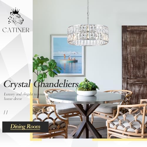 CATINER Chrome Crystal Chandelier 18" 6-Light Modern Semi Flush Pendant - Image 4