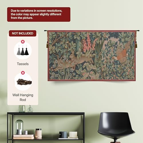William Morris Hare and Pheasant Tapestry Wall Hanging 29 x 50 in - Image 7