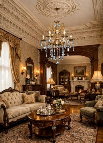 Crystal Chandelier Antique Gold Chandelier Dining Room 23" - Image 2
