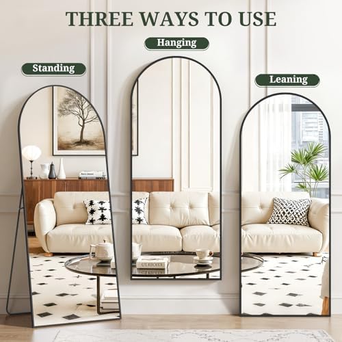 Mirror Full Length 65"x24", Arched Full Body Floor Mirrors with Stand - Image 6