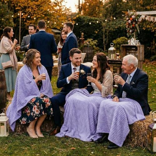 Buryeah 24 Pcs Flannel Blankets Bulk,Fall Outdoor Wedding, Light Purple - Image 7