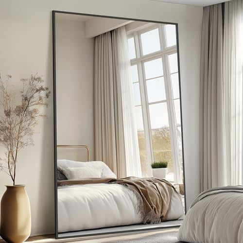 Mirrorons 76"x44" Black Full Length Mirror, Large Floor Mirror with Stand - Image 2
