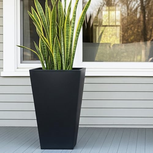 Worth 20" Tall Planters Set of 2, Black Tall Plant Pots for Indoor Outdoor - Image 7
