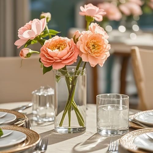 TBWIND 12pcs 6 Inch Clear Glass Cylinder Vases for Centerpieces - Image 6