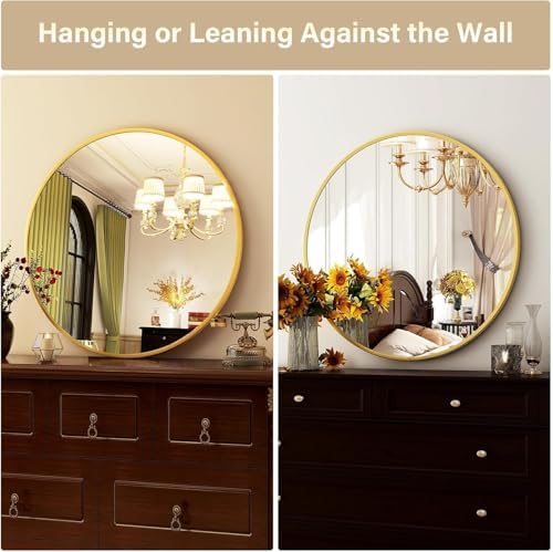 HARRITPURE Round Mirror 36 Gold Wall Mounted Circle Mirrors - Image 5