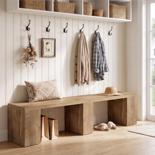 Tribesigns 78.74" Extra Long Dining Bench, Farmhouse Kitchen Wood Bench - Image 4
