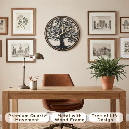 Micasso Large Wall Clocks Decorative: 21 Inch Tree of Life Battery Operated - Image 2