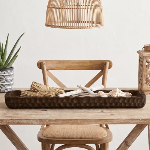 Oakrain Large Wood Dough Bowl, 30" Extra Long Rustic Decorative Bowl, Brown - Image 5