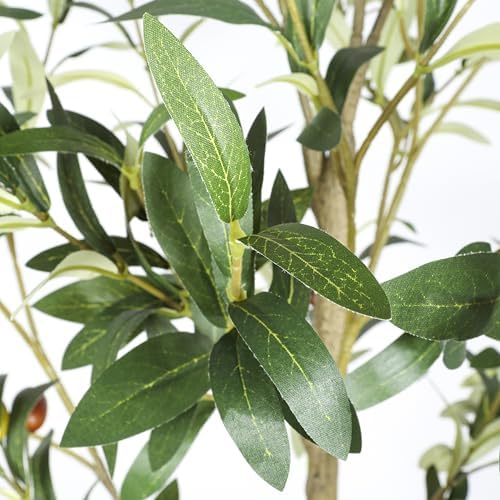 5ft Artificial Olive Tree, Realistic Faux Plant Indoor with Black Pot - Image 6