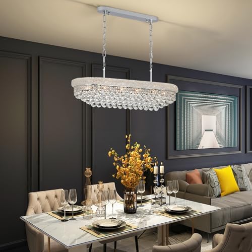Chrome Crystal Chandeliers for Dining Room，11-Lights L35.4 Inch - Image 6