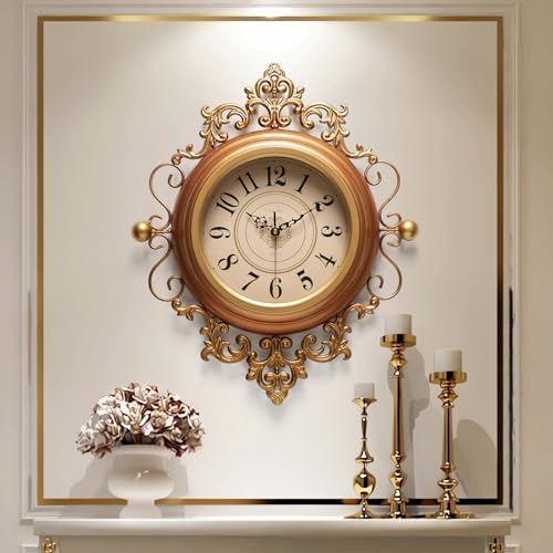 Vintage Large Wall Clocks with Glass Cover,Digital Retro Wall Clock Battery Operated for Living Room/Bedroom/Kitchen/Farmhouse/Office Decor 19"X21" by ElevateYourWalls