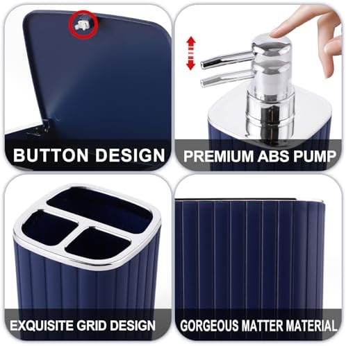 XLHOMO Bathroom Accessories Set - Gorgeous Blue Bathroom Set, 10PC - Image 6