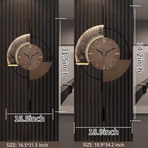 SIN&MI Wall Clock,Decorative Wall Clocks with Pendulum,Silent Quality Quartz Clock Battery Operated,Large Clock for Living Room,Kitchen,Home,Bathroom,Bedroom Wall Decor,18.9 * 34.2inch - Image 6