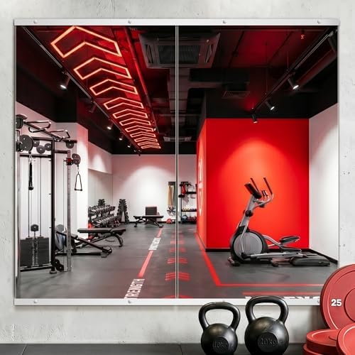 Home Gym Mirror for Wall, 48"x28"-2PCS Frameless Tempered Glass Mirror by AMOISE