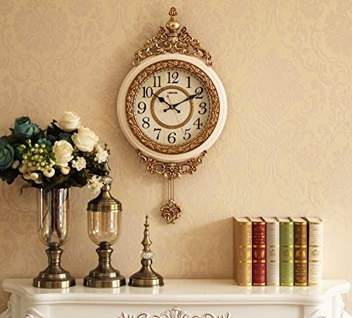 SHISEDECO 29.5" Large Vintage Antique Grandfather Pendulum WallClock,Yellow - Image 3