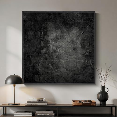 Large Framed Black Abstract Canvas Wall Art Decor for Living Room, 36x36 In by Cuspin