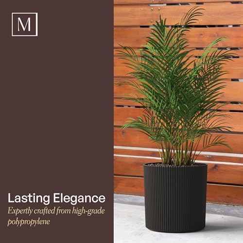 Mayne Haven 12in & 14in Round Fluted Modern Planter Set, Chai, 2-Pack - Image 7