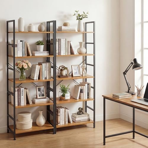 5 Tier Bookshelf, Free Standing Bookcase with Open Storage Shelves - Image 2