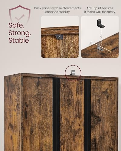 VASAGLE 6-Tier Bookshelf with Doors, 23.6 x 9.4 x 68.9 Inches - Image 5
