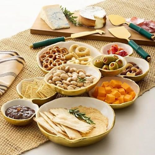 Gold Modular Bowl Set, Cluster Snack Serving Dish, Food Grade and Space Saving, Multi-Compartment Party Platter for Appetizers, Nuts, Wedding and Home Decor (White (1PCS)) by Unknown