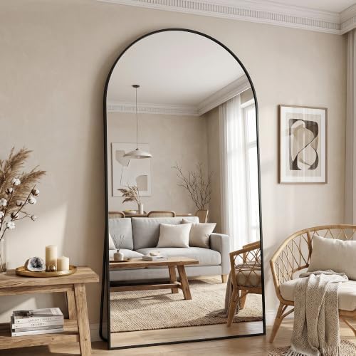 88"x44" Arched Full Length Mirror, Large Floor Mirror, Black - Image 2