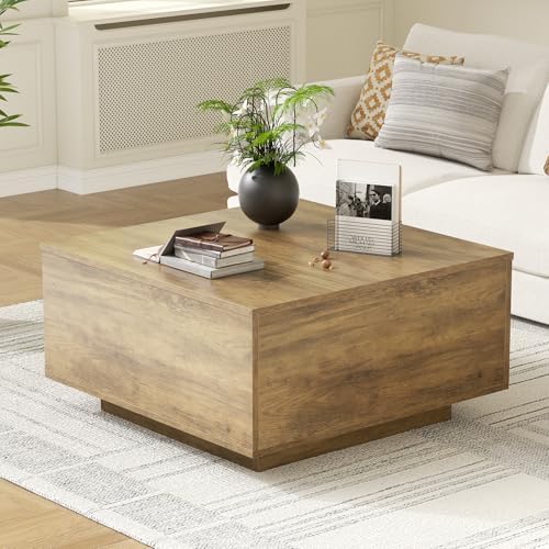 FABATO 31.5'' Lift Top Coffee Table Wood Center Table with Storage, Oak - Image 4