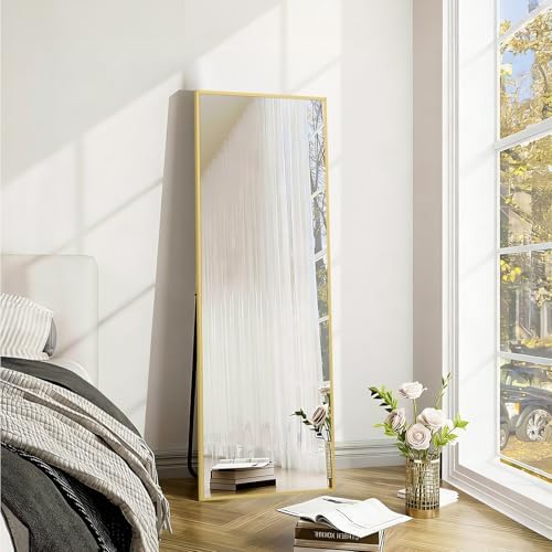 Mirrorons 56"x18" Gold Full Length Mirror, Large Floor Mirror with Stand by Mirrorons