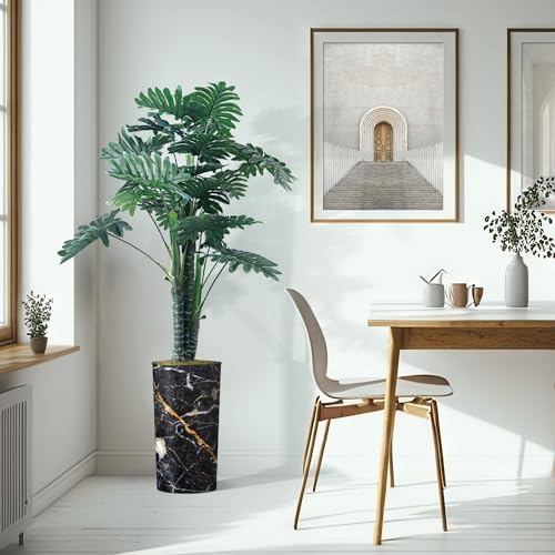 Artificial Tree in Modern Granite Effect Planter, Fake Philodendron Tree Silk Trees for Indoor and Outdoor Home Decoration - 70" Overall Tall (Plant Pot Plus Tree) - Image 6