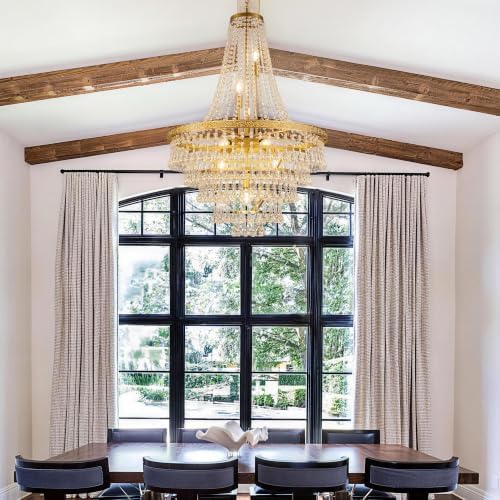 Wellmet French Empire Crystal Chandeliers, Antique Bronze Chandeliers 10 Lights, Rustic Farmhouse Chandelier High Ceiling Light Fixture for Entryway, Foyer, Dining Room, Staircase (Gold, 28 Inches) - Image 5