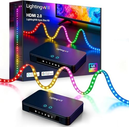 LightingWill LED TV Backlight Strip for 65-75 Inch TVs, Smart RGBIC TV Backlight Sync to Screen with 4K HDR HDMI 2.0 Sync Box, Compatible with Alexa, Google Home, PS5, Xbox, PC by LightingWill