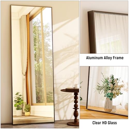 GLSLAND 58"x18" Full Length Mirror Full Body Mirror Freestanding Hanging or Leaning Rectangle Floor Mirror Aluminum Alloy for Bedroom Bathroom Living Room,Black - Image 4