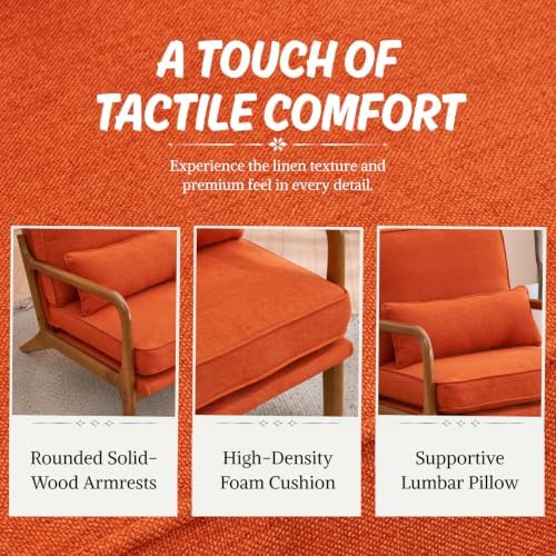 Karl home Mid-Century Modern Accent Reading Chair, Burnt Orange - Image 6