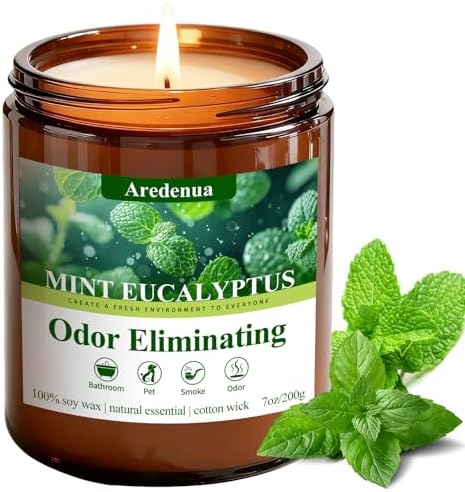 Mint Eucalyptus Odor Eliminating Candles, 7 oz Soy Scented Candle by Aredenua-StartJourneyThroughScent