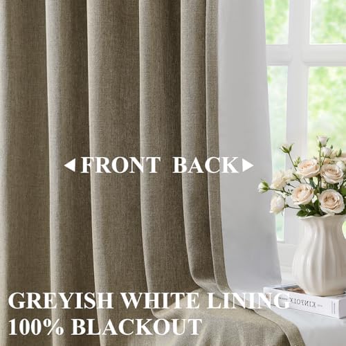 Vision Home Brown Pinch Pleated Full Blackout Curtains Linen Blended 60" Wide Thermal Insulated Window Panels 84 inch for Bedroom Living Room Darkening Pleat Drapes with Hooks Back Tab 60" Wx84 Lx1 - Image 3