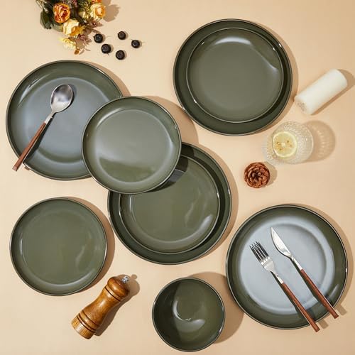 Pokini Stoneware Dinnerware Sets for 8, 24pcs Plates and Bowls Sets Dishes - Image 3