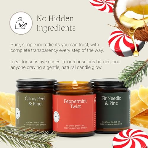 Fontana Candle Co Wood Wick Beeswax Candle, Holiday Candle Bundle - Image 6