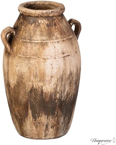 23-Inch Brown Antique-Inspired Fiberglass Tall Floor Vase - Farmhouse Boho Decor for Living Rooms, Entryway Tables, and Wedding Tables - The Perfect Table Centerpiece for Parties, and Special Events - Image 5