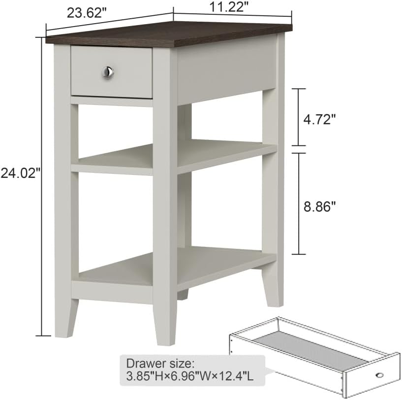 ChooChoo Side Table Living Room with Drawer and Shelf - Image 2
