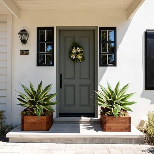 Artificial Agave Plant Fake Agave Planters for Indoor Outdoor Faux Agave Plants Real Touch Realistic Greenery for Home Living Room Office Bathroom Garden Front Porch Patio Decor (21inch-2 Pcs Yellow) - Image 4
