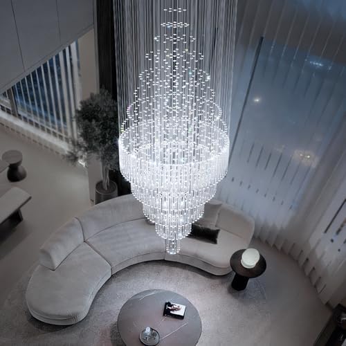 40''X120'' High Ceiling Chandelier Gold Crystal Raindrop Chandelier - Image 4