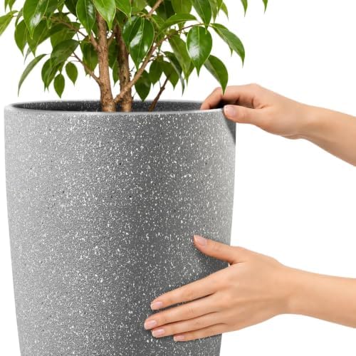 ZMTECH 4 Pack Plastic Planters 21/18/12/10in, Indoor Outdoor Round Planter for Porch, Large Plant Pot with Drainage Hole for Home Garden Front Door, Modern Decorative Pots for Plants (Light Gray) - Image 3