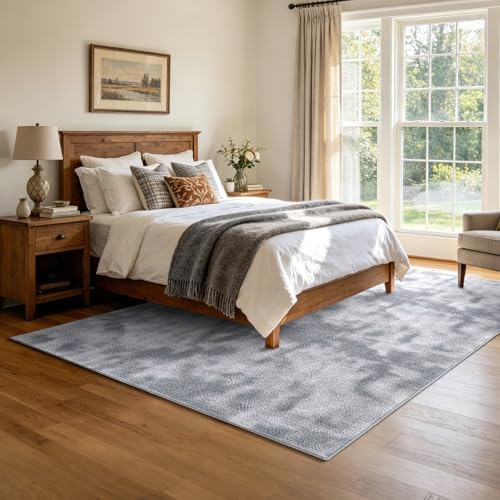 5x7 Tie-dye Light Grey Area Rug Washable Non-Slip for Living Room Bedroom - Image 2