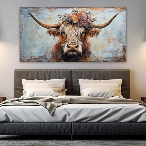 Canvas Wall Art Decor Canvas Art Wall Decor Oversized Wall Art Picutures for Living Room Highland Cow Wall Art Prints Large Vintage Wall Art Decor Artwork for Walls Home Bedroom Office Decorations 35" X 70" - Image 4