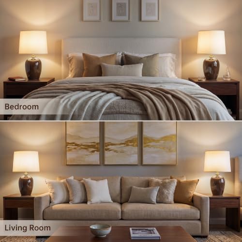 Dawnwake 19.1" Ceramic Table Lamps Set of 2 for Bedroom Living Room,Coffee - Image 5