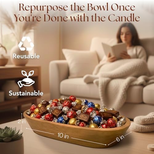Dough Bowl Candle Co. Jasmine Candle for Women or Men - 10x6 3 Wick Scented Candles for Home, Mango Wood Large Luxury Soy Candles with Scented Wax, Long Burning 40H Burn Time for Spring or Summer - Image 6