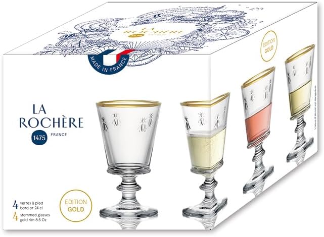 La Rochere Gold Rimmed Bee Stemmed Wine Glass Set/4 - Image 5