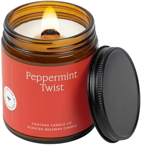 Fontana Candle Co Wood Wick Beeswax Candle, Peppermint Twist by FontanaCandleCo
