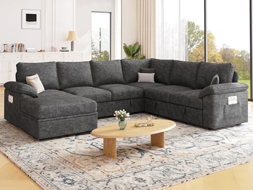 106'' Modular Sectional Sofa with Pull Out Bed, Sleeper Sofa, Dark Gray - Image 2