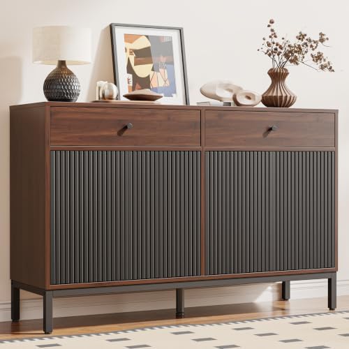 Mericonia Sideboard Buffet Cabinet Storage, Modern Wood Console Fluted Credenza by MERICONIA