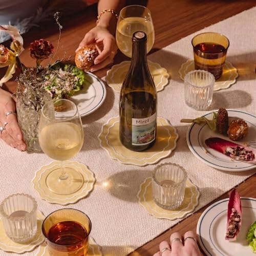Linen Coasters for Drinks Set of 6, Butter - Image 6